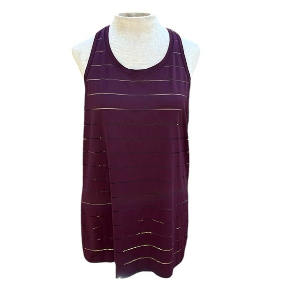 Athleta tank top plum color women’s size large, see thru slots